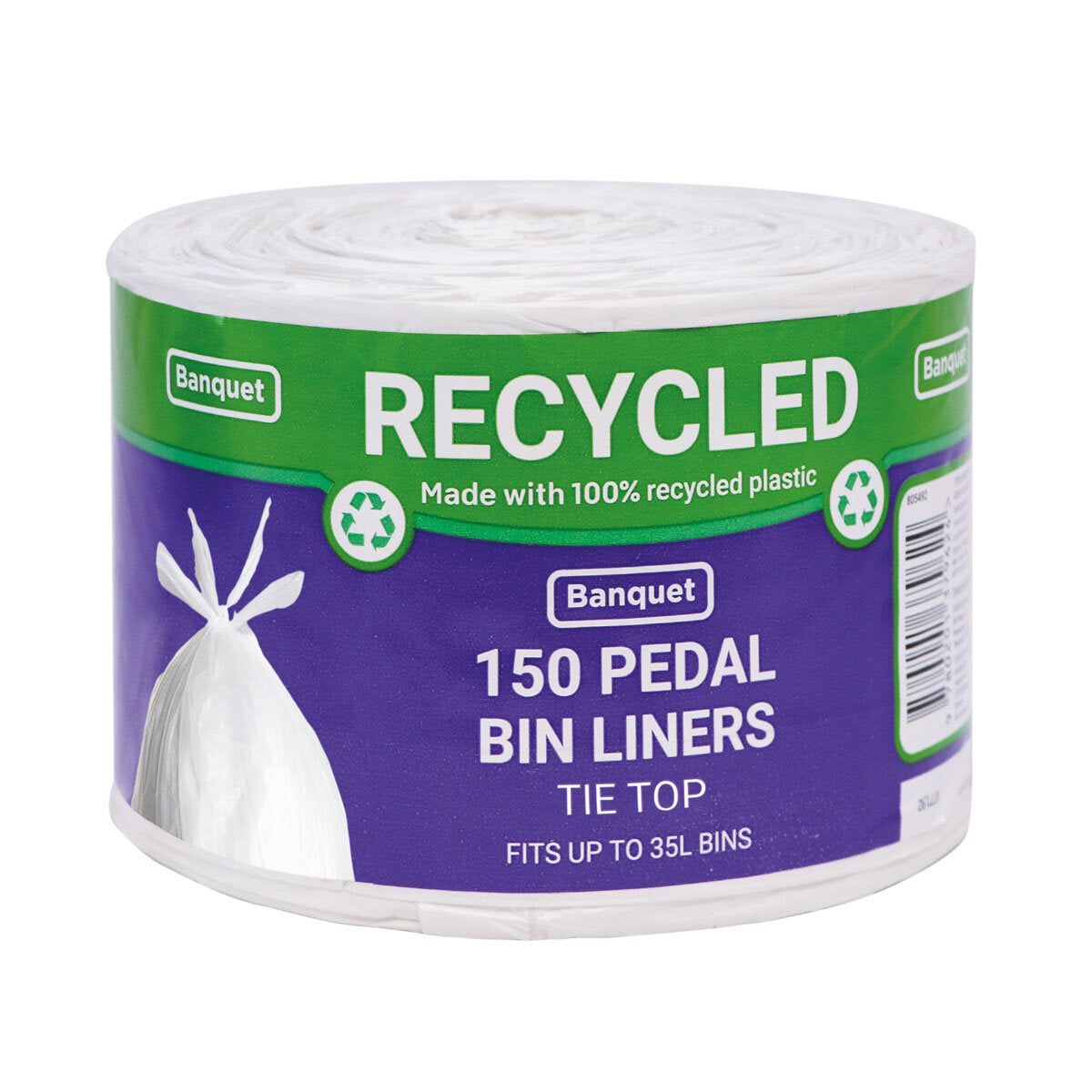 Banquet Recycled Tie Top Pedal Bin Liners, 150 Pack - McGrocer