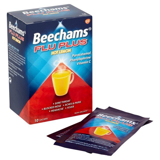 Beechams Flu Plus Cold & Flu Hot Lemon Sachets 10 per pack - McGrocer
