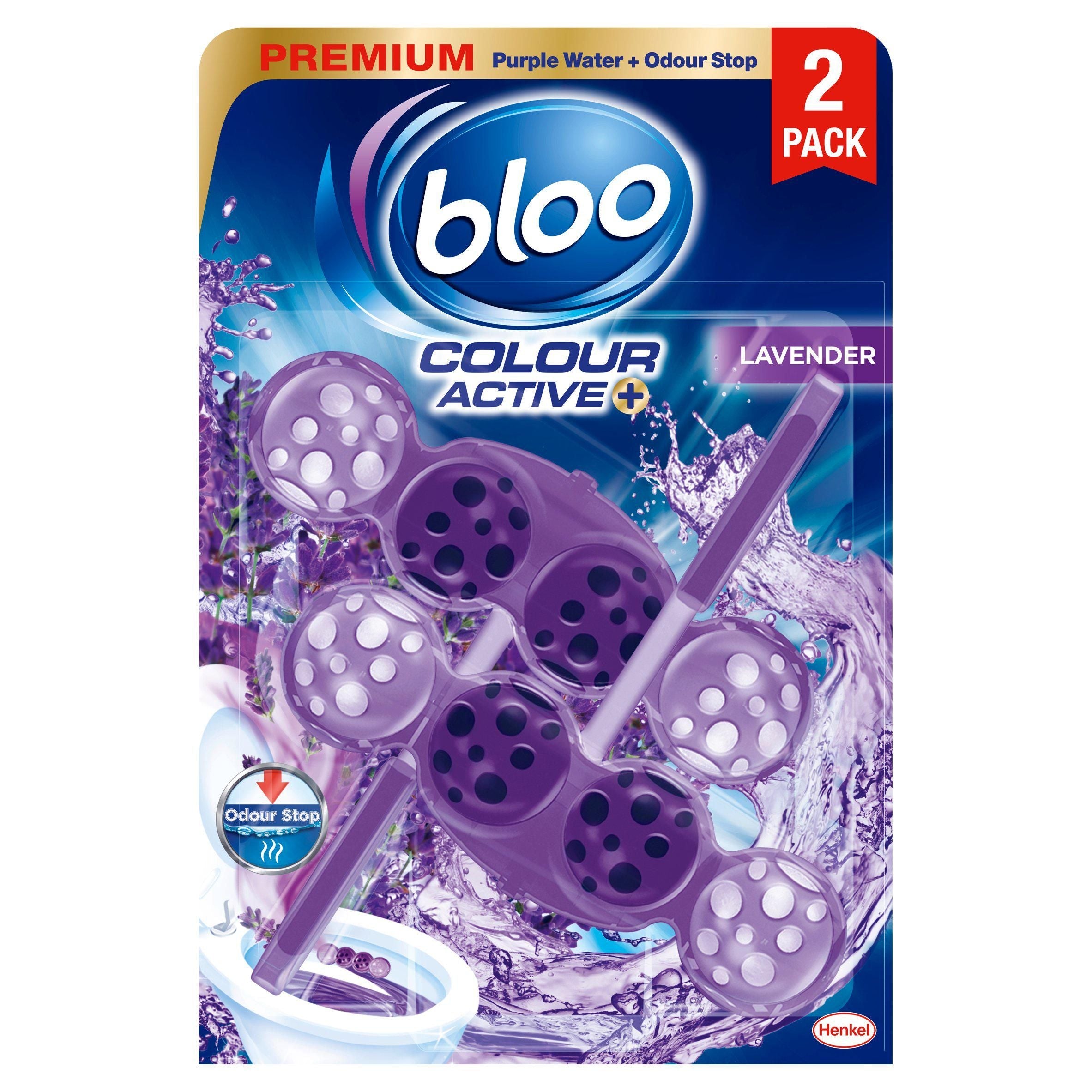 Bloo Colour Active+ Lavender Toilet Rim Block 2x50g - McGrocer