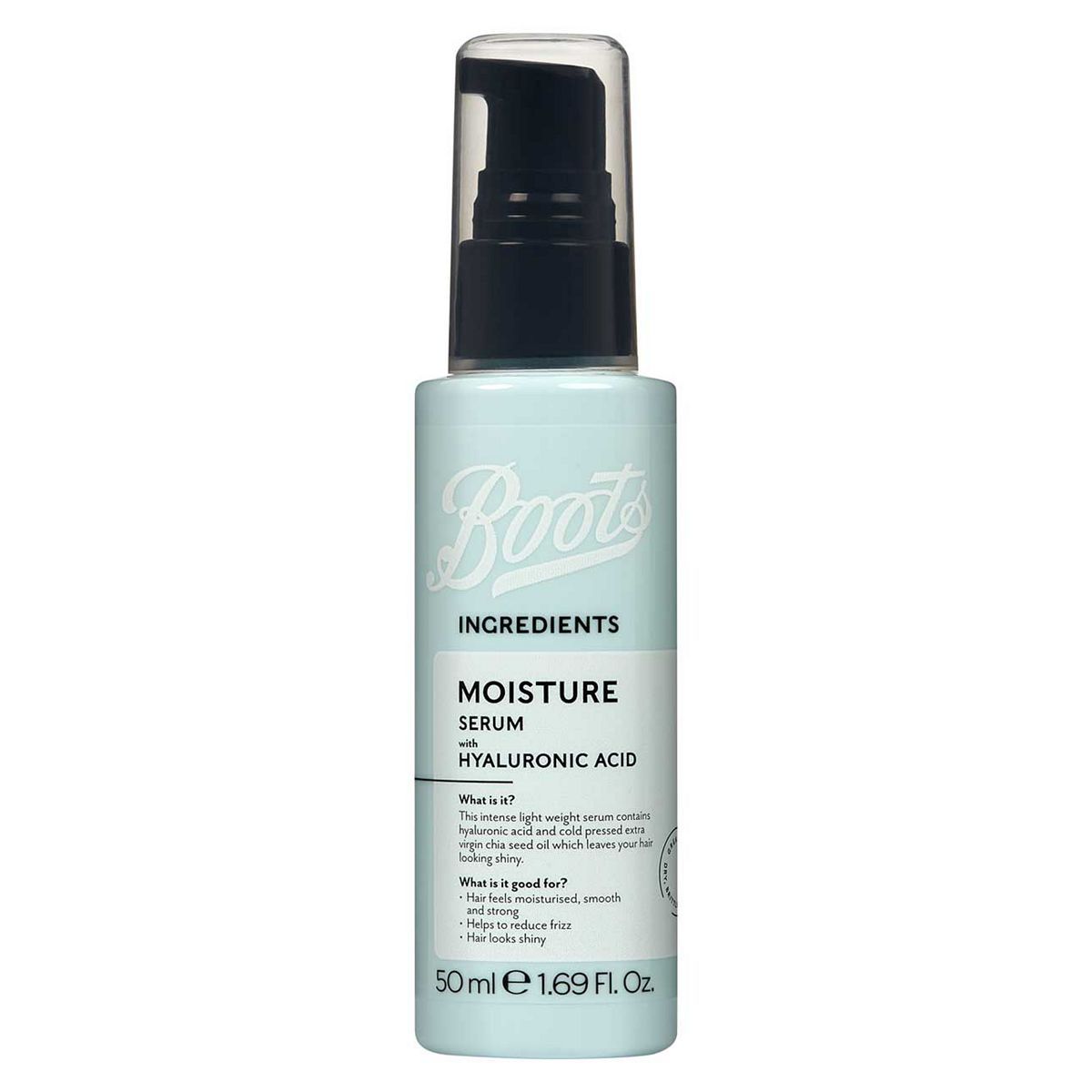 Boots Ingredients Moisture Hair Serum With Hyaluronic Acid 50ml - McGrocer