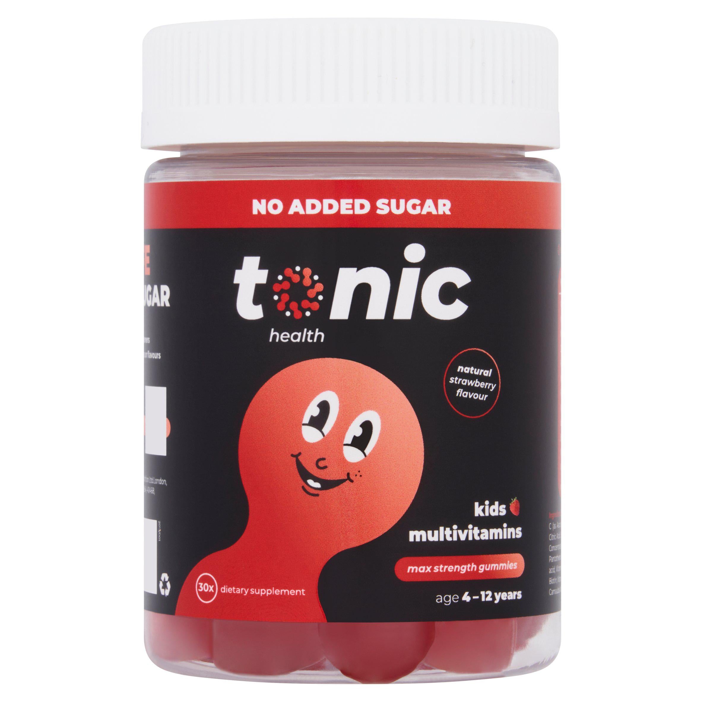 Tonic Health Kids Multivitamins Natural Strawberry Flavour Max Strength Gummies Age 4-12 Years x30 GOODS Sainsburys