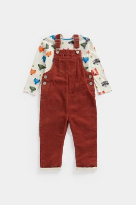 Cord Dungarees and T-Shirt Set
