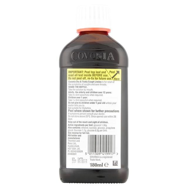 Covonia Dry & Tickly Cough Linctus Oral Solution 180ml