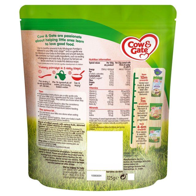 Cow & Gate Fruity Wholegrain Porridge 6 mths+ 125g