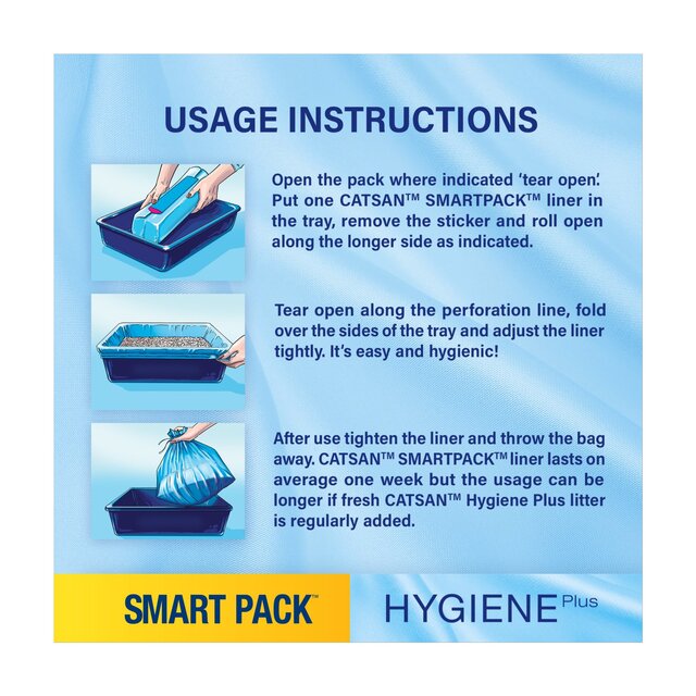 Catsan Hygiene Smart Pack 2x Inlays Cat Litter Dust-Free Litter Tray Liner 2 x 1.9kg - McGrocer