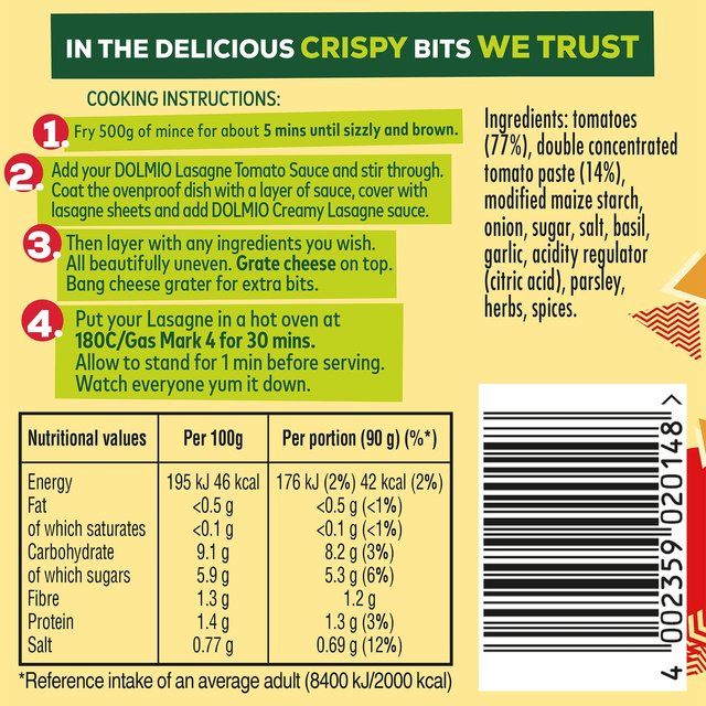 Dolmio Lasagne Original Red Tomato Sauce 450g