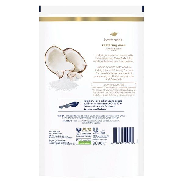 Dove Bath Salts Pouch Coconut And Cacao Restoring Care 900G