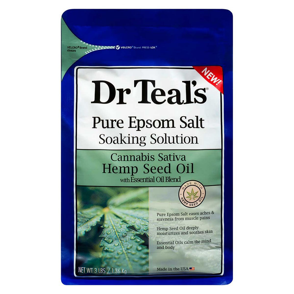 Dr Teals Pure Epsom Salt Soaking Solution with Hemp Seed Oil 1.36kg