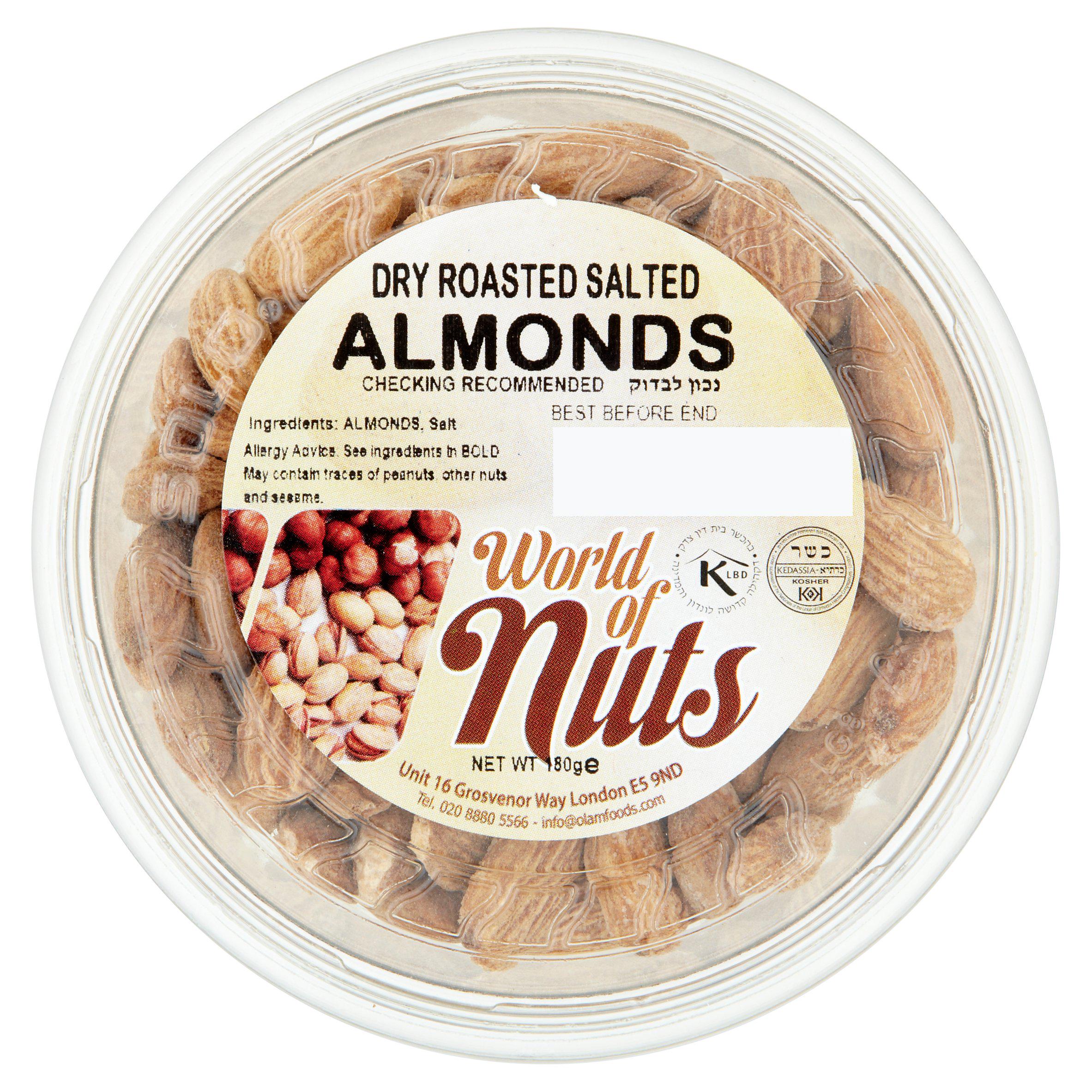 World Of Nuts Dry Roast Salted Almond 180g Kosher Sainsburys