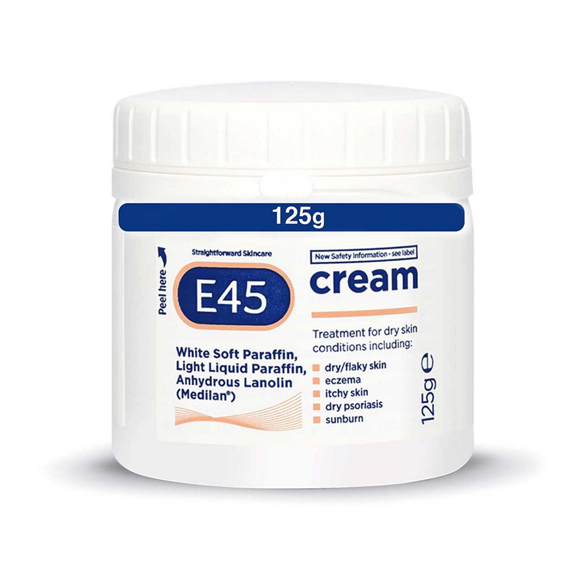 E45 Dermatological Moisturising Cream for Dry Skin & Eczema - 125g