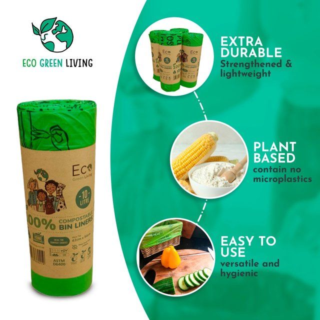 Eco Green Living Certified Compostable 10L Caddy Bags 18 per pack