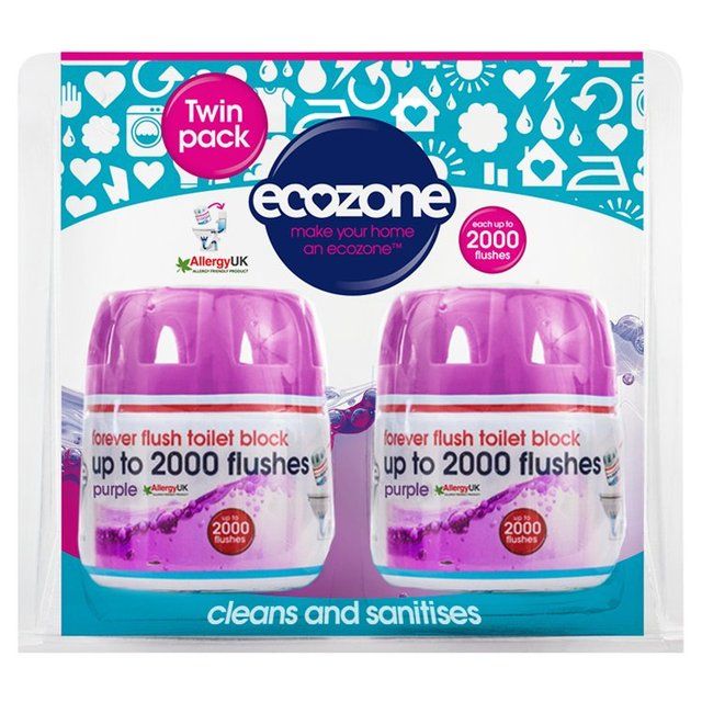 Ecozone Forever Flush Twin Pack up to 2000 Flushes Toilet Block - Purple 2 per pack