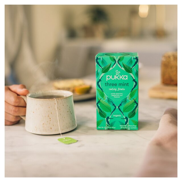 Pukka Organic Three Mint Tea 20 Home Compostable Herbal Tea Bags 32g 20 per pack - McGrocer