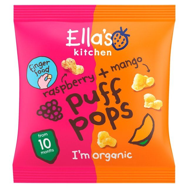 Ella's Kitchen Raspberry + Mango Puff Pops Multipack Baby Snack 10+ Months 4 x 9g