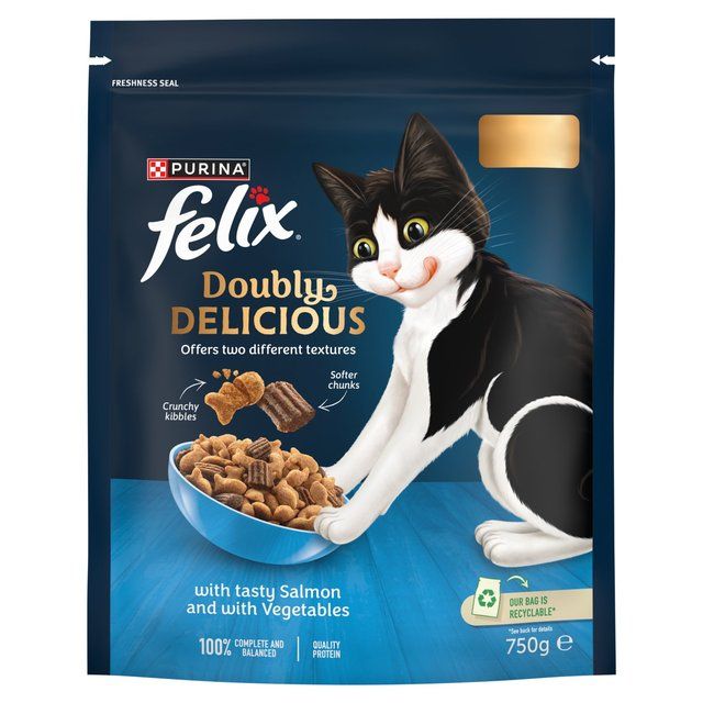 Felix Doubly Delicious Salmon & Vegetables Dry Cat Food 750g