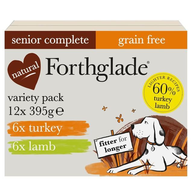 Forthglade Complete Senior Grain Free Dog Food Variety Pack Turkey & Lamb 12 x 395g