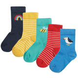 Frugi Finlay Socks 5 Pack Rainbow 0-6 months 5 per pack