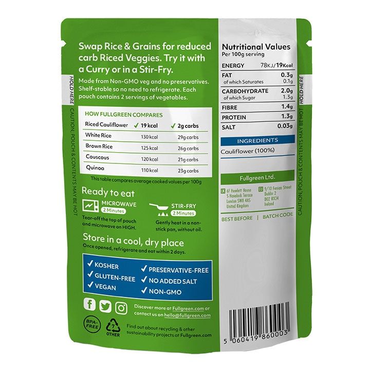 Full Green Riced Sweet Potato 200g Riced Sweet Potato