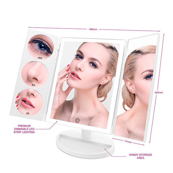 Full Size LED Makeup Mirror 1x 3x 5x & 10x Magnification