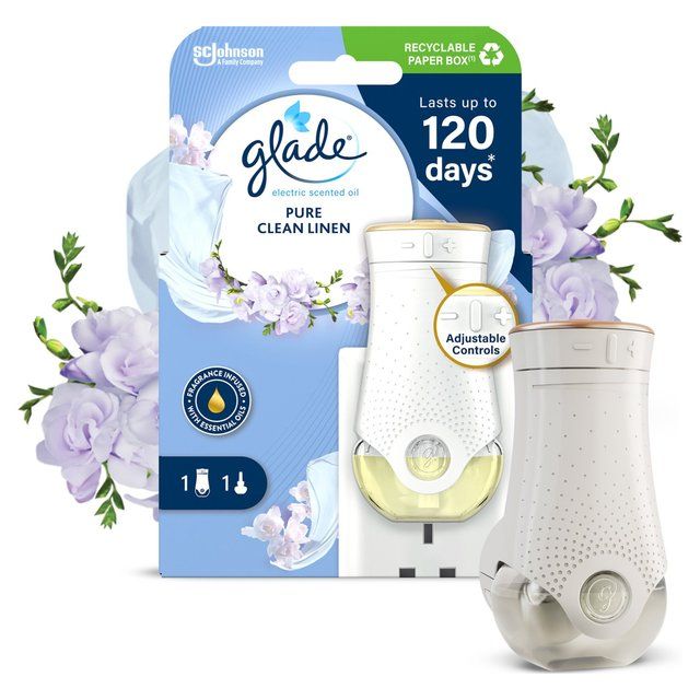 Glade Plug In Holder & Refill Electric Scented Oil Clean Linen 20ml