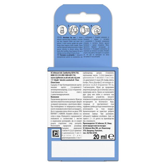 Glade Plug In Refill Electric Scented Oil Clean Linen 20ml