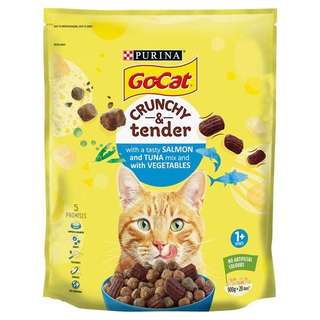 Go-Cat Crunchy & Tender Salmon and Tuna Dry Cat Food 900g