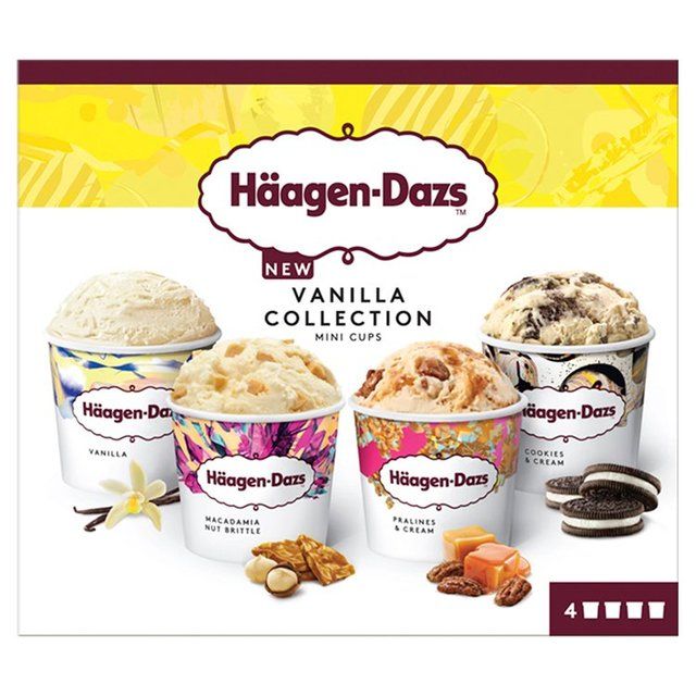 Haagen-Dazs Vanilla Collection Mini Cups Ice Cream 4 x 95ml