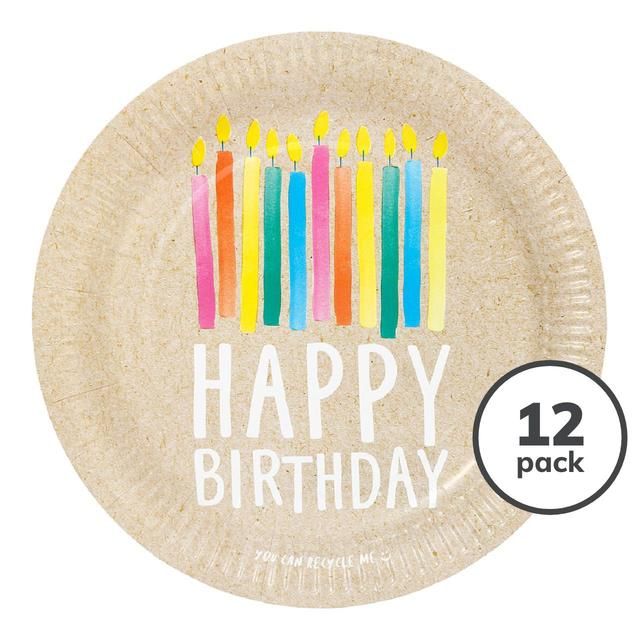 Happy Birthday Recyclable Paper Plates 12 per pack