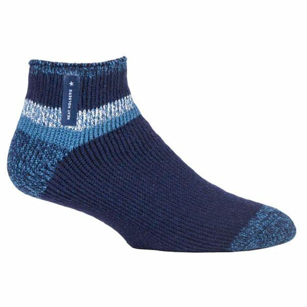 Heat Holders Mens Fleece Lined Thermal Bed Socks 6-11 UK Navy Block Stripe (Aubin) / 1EA