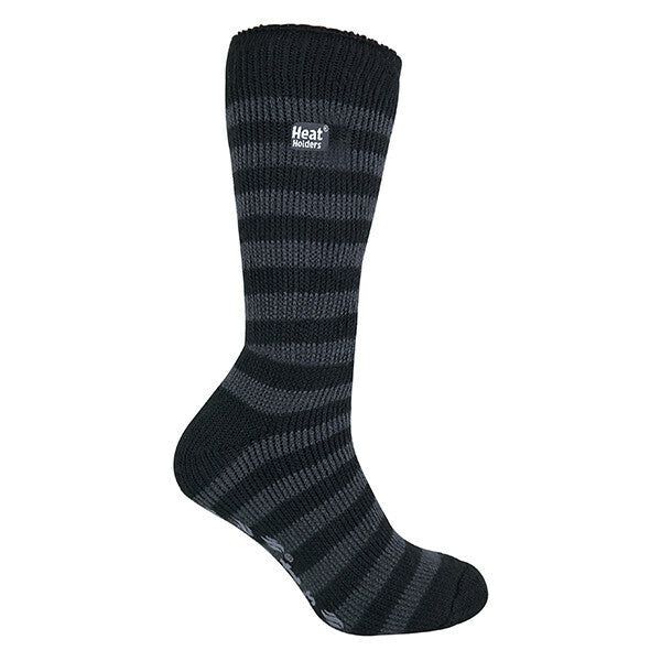 Heat Holders Mens Thermal Slipper Socks 6-11 UK Black / Grey Stripe / 1EA
