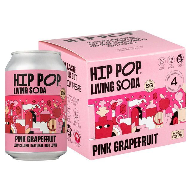 Hip Pop Pink Grapefruit Living Soda 4 x 330ml