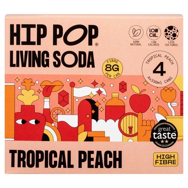 Hip Pop Tropical Peach Living Soda 4 x 330ml