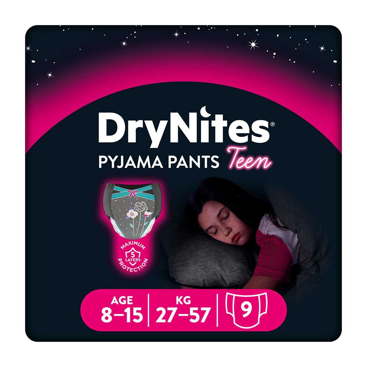 Huggies DryNites® Pyjama Bed Wetting Pants Girls 8-15 Years - 9 Pants