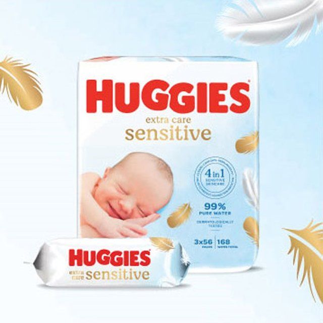 Huggies Extra Care Sensitive 99% Water Baby Wipes 56 per pack