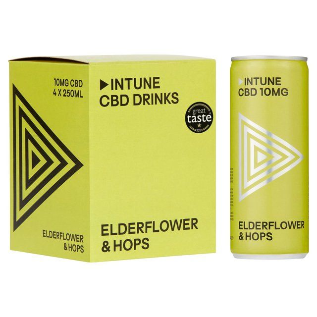 INTUNE Elderflower & Hops Sparkling CBD Drink 4 x 250ml