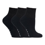 IOMI 3 Pairs Cotton Rich Cushioned Diabetic Socks 4-8 UK Black / 3EA