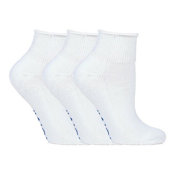 IOMI 3 Pairs Cotton Rich Cushioned Diabetic Socks 4-8 UK White / 3EA