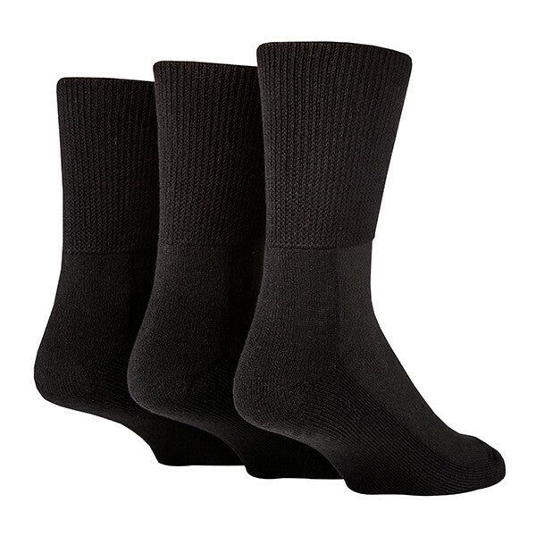 IOMI 3 Pairs Extra Wide Bamboo Diabetic Socks 12-14 UK Black / 3EA
