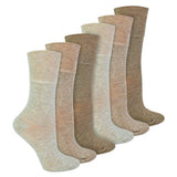 IOMI 6 Pairs Ladies Seamless Diabetic Bamboo Socks 4-8 UK Beige / 6EA