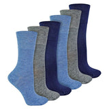 IOMI 6 Pairs Ladies Seamless Diabetic Bamboo Socks 4-8 UK Blue / 6EA