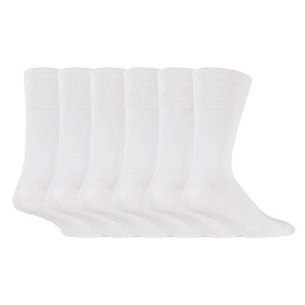 IOMI Mens 6 Pairs Non Elastic Diabetic Socks 6-11 UK White / 6EA