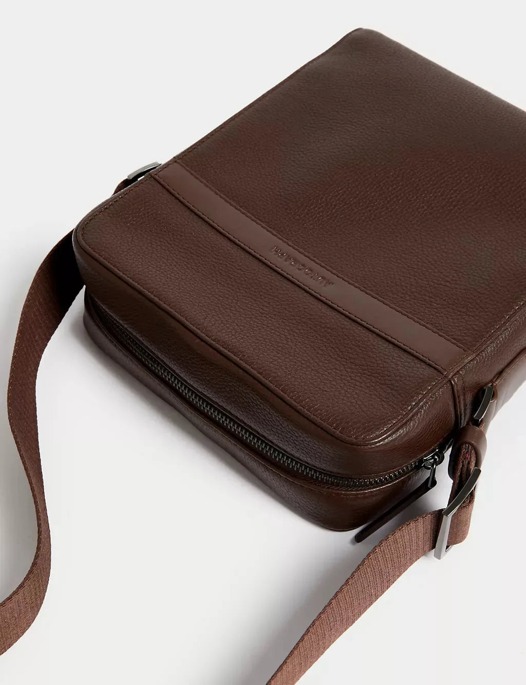 Leather Pebble Grain Cross Body Bag Brown