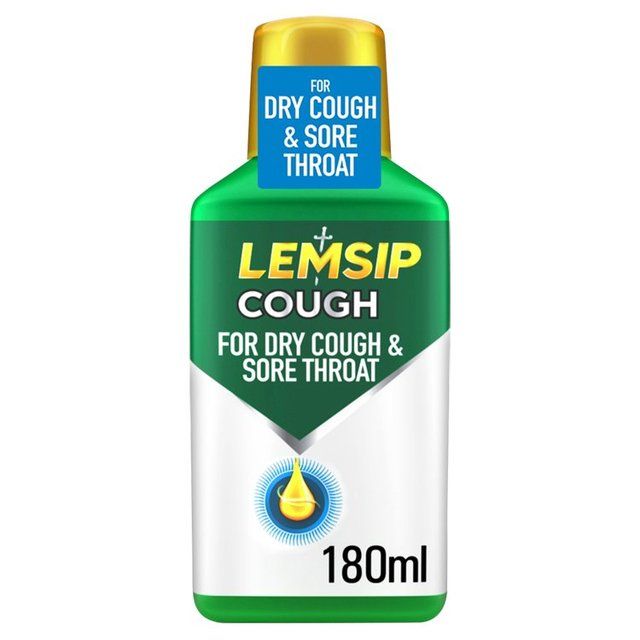 Lemsip Cough Liquid Dry Cough & Sore Throat Relief 180ml