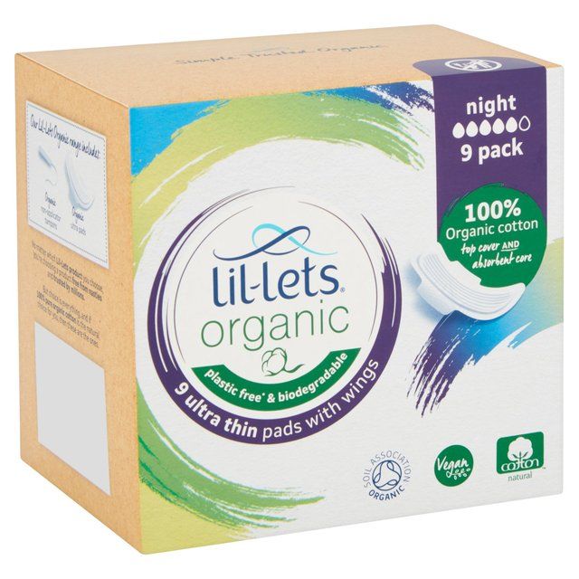 Lil-lets Organic Pads Night 9 per pack