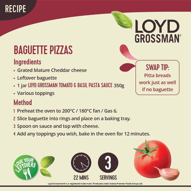 Loyd Grossman Tomato & Basil Pasta Sauce 350g