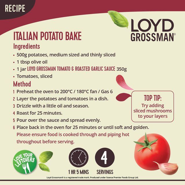Loyd Grossman Tomato & Roasted Garlic Pasta Sauce 350g