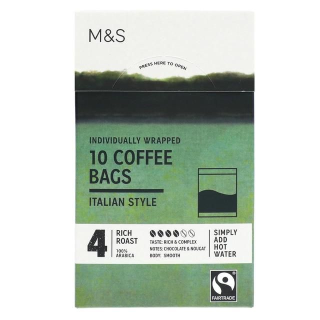 M&S 10 Italian Style Coffee Bags 75g