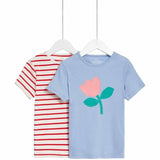 M&S 2pk Floral TShirt 2-7 Years Multi