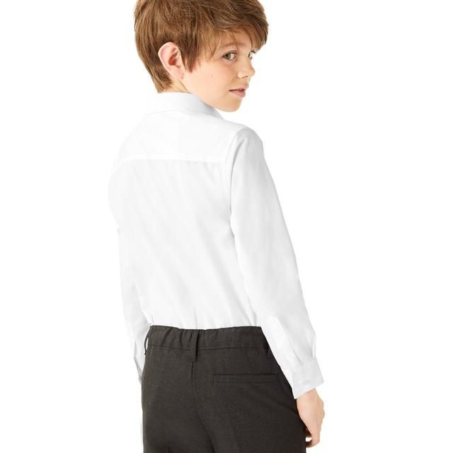 M&S 3pk Slim Fit Easy Iron Shirts 3-14 Years White