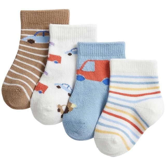 M&S Boys Cotton Transport Baby Socks 4 Pack 0-6 Months 4 per pack